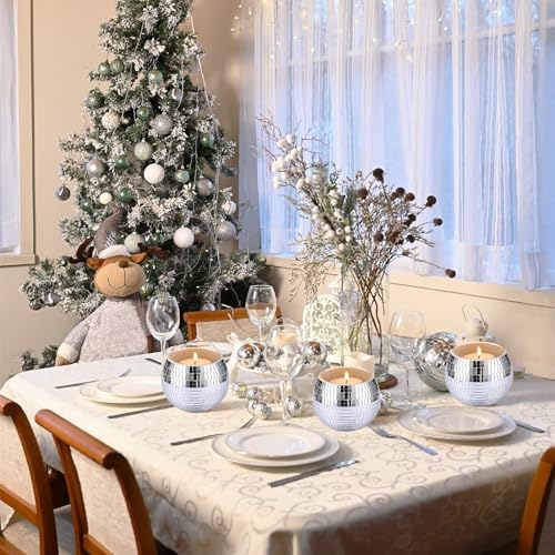 Image of Jinei 12 Pcs Silver Mirror Disco Ball Vases for Wedding Flowers,3 inch X 4 inch