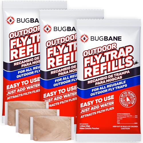 Fly Bait Fly Trap Refill Packets 3x1oz. Non Toxic Dissolvable Granules Work with All Reusable Flies...