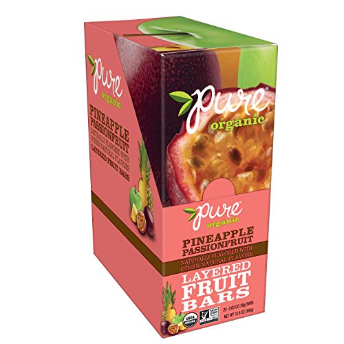 Pure Organic, Layered Fruit Bars, Pineapple Passionfruit, Gluten Free and Vegan Fruit Snacks, 12.6oz (20 Count)