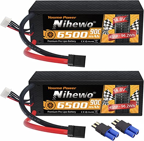 Nihewo 14.8V 6500mAh 90C 2P Lipo Battery with EC5 Adapter