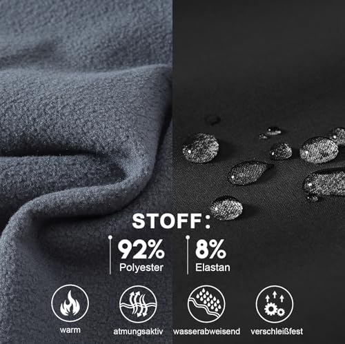 YSENTO Damen Softshellhose Winter Wanderhose Skihose wasserdichte Warm Gefüttert Thermohose Outdoorhose Trekkinghose(Schwarz,L)