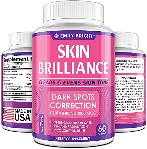 Glutathione Whitening Pills - 2000mcg Glutathione - Better than Skin Lightening Cream - Dark Spots & Acne Scar Remover, Hyperpigmentation Treatment - Anti-aging Effect and Powerful Antioxidant - 60cap