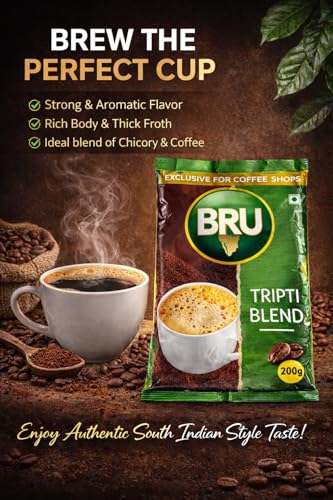 Image of BRU Tripti Blend Coffee | Super Strong Instant Coffee Powder | Best For Daily Use Offices Restaurants | 200g Pack