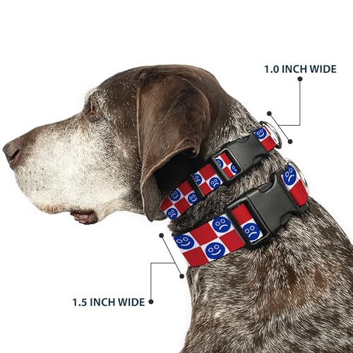 Collier pour chien large 3.8 cm résistant lavable imprimé smiley