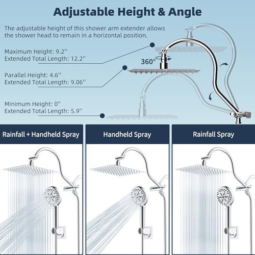 Hibbent All Metal cUPC Certified High Pressure Rainfall 8'' Shower Head - image 6