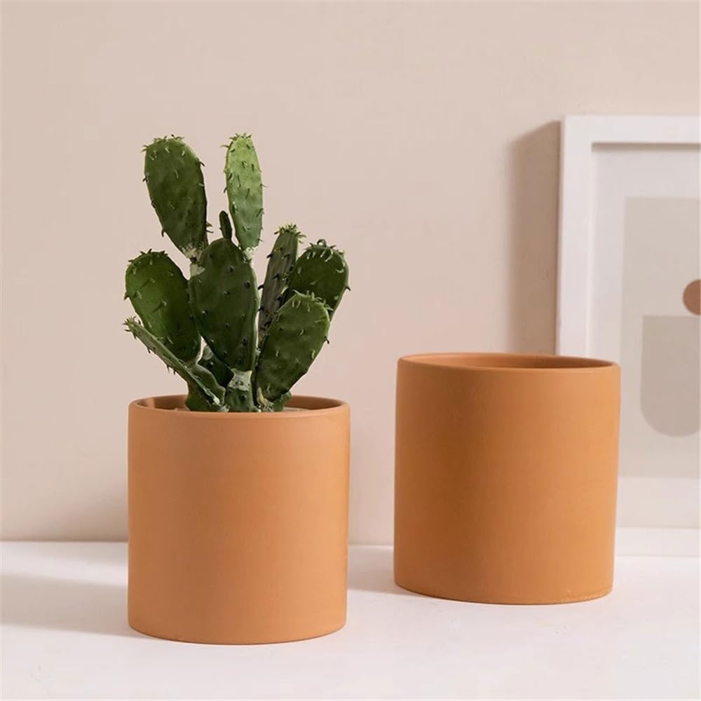 Amazon.co.jp: 植木鉢 円柱型植木鉢 テラコッタ、排水穴付き 卓上