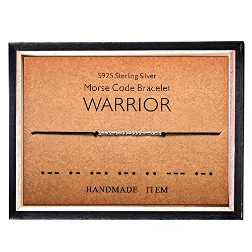 Morse Code Bracelet 925 Sterling Silver Beads on Silk Cord Secret Message WARRIOR bracelet Gift Jewelry for her