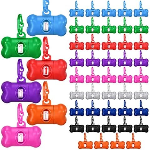 Zhehao 50 Pcs Dog Poop Trash Bag Holder Dispenser Dog Poop Waste Bag Holder Plastic Dog Waste Bag for Leash with Hook and Leak Proof PET Waste Bags for Walking Hiking Camping (Bone) Cover