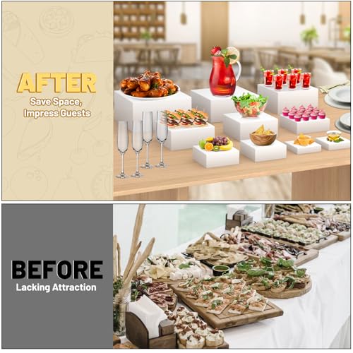 Image of 10 Pcs Acrylic Buffet Risers, Table Food Display Stands for Dessert Cupcake