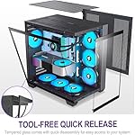 F600 PC Case - Pre-Installed 7 PWM ARGB Fan, ATX Mid-Tower Gaming PC Case, 270° Panoramic Glass with Type-C, FOIFKIN (Black, F600) - Image 4