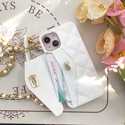Jicekry Compatible With Iphone 14 Pro Crossbody Wallet Case With Strap Card Holder Lanyard Neck Wrist Strap For Girls Women Cute Purse Handbag Case Luxury Fashion Girly Protective Phone Case White #TOP3