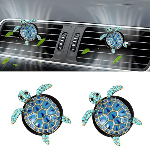 Image of 2 Pack Sea Turtle Car Air Vent Clips, Cute Car Decor | Beachy coastal turtle vent decorations for car interior accessories, gifts for women, car enthusiasts, and nature lovers