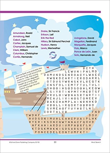 School Zone - Word Search People & Places Workbook - 32 Pages, Ages 8+, 2Nd Grade, 3Rd Grade, Word Puzzles, Vocabulary, History, Geography, And More (School Zone Activity Zone® Workbook Series) #TOP4