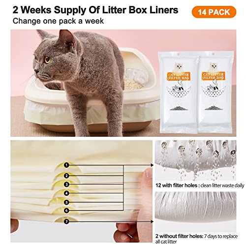 Addpets Cat Litter Bags 14-Count,Sifting Litter Box Liner,Drawstring Cat Heavy Duty Litter Box Liners,Jumbo Cat Litter Liners,Super Thick Litter Bags,Cat Litter Box Liners thumb #1
