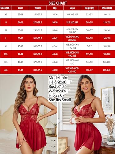 Image of Avidlove Women Lace Lingerie Babydoll Sexy Chemise Exotic Nightgowns Bridal Nightdress