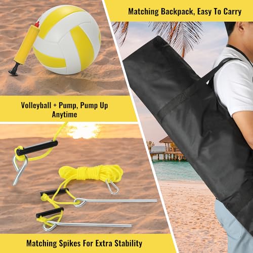 Volleyball Net Outdoor - Rengue 32x3ft Professional Volleyball Set with Anti-Sag System, Adjustable Aluminum Poles, Volleyball, Pump and Carry Bag for Backyard, Beach, and Lawn