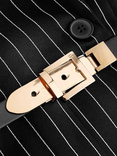 CIDER Blazer Dress Women Work Office Striped Split Button Collar Neck Mini Dress with Belt3