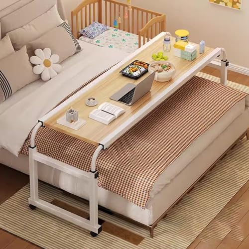 Tavolino da Letto con Ruote, tavolino sopra Il Letto con Ruote, scrivania Mobile per Computer Regolabile in Altezza, Carrello per Laptop, Perfetto per l'uso in Ufficio a casa