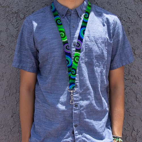 Image of Buckle-Down Lanyard - 1.0 inch - Tie Dye Swirl Green /blue /purple Accessory