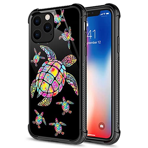 CARLOCA Compatible with iPhone 13 Case,Colorful Rainbow Turtle Family Graphic Design Shockproof Anti-Scratch Drop Protection Case for iPhone 13 - image 1