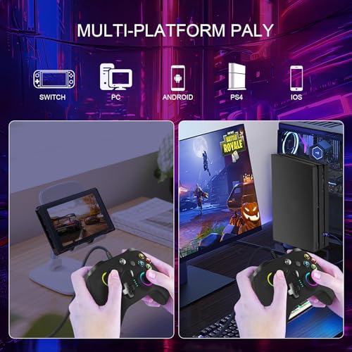 Image of UGAME Wired Controller for Xbox Series X|S, Black Gamepad works with Xbox One /PS4 /Switch /PC with RGB Lighting, Turbo, Back Paddles