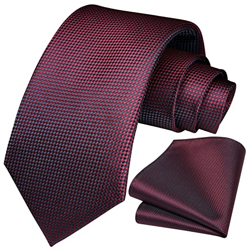 Image of HISDERN Mens Striped Tie and Pocket Square Set Necktie for Men | soft smooth texture, wrinkle-free, neat hand-tied knot, gifting ready, regular 3.4 width, coordinated look, business wedding
