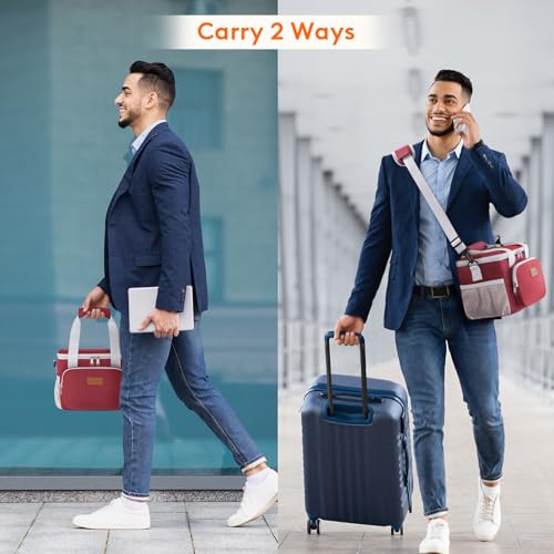 Image of Lifewit Medium Lunch Bag, Insulated Lunch Box, Soft Cooler Cooling Tote for Adult Men Women, White and Red12-Can (9L)
