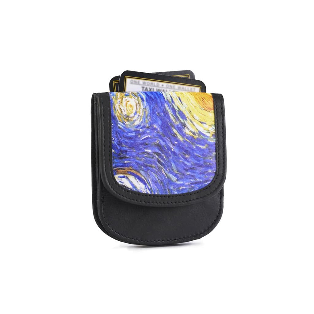 Taxi Wallet® TW04-STARRY NIGHT- Soft Leather (Van Gogh) - Compact, Front Pocket Folding Wallet - For Cards, Coins, Bills, ID (Men & Women)