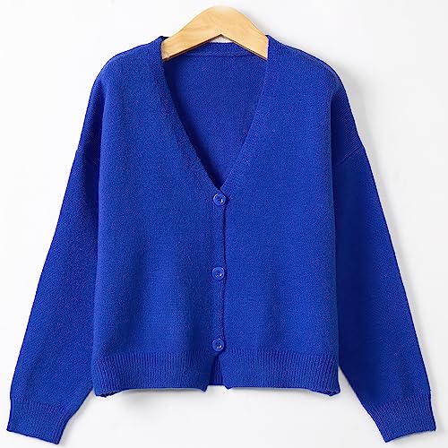 Image of ebossy Women's Vintage Preppy Cable Knit Cardigan Sweather Casual Plain Artistic Aesthetic Oversized Crop Jacket Top