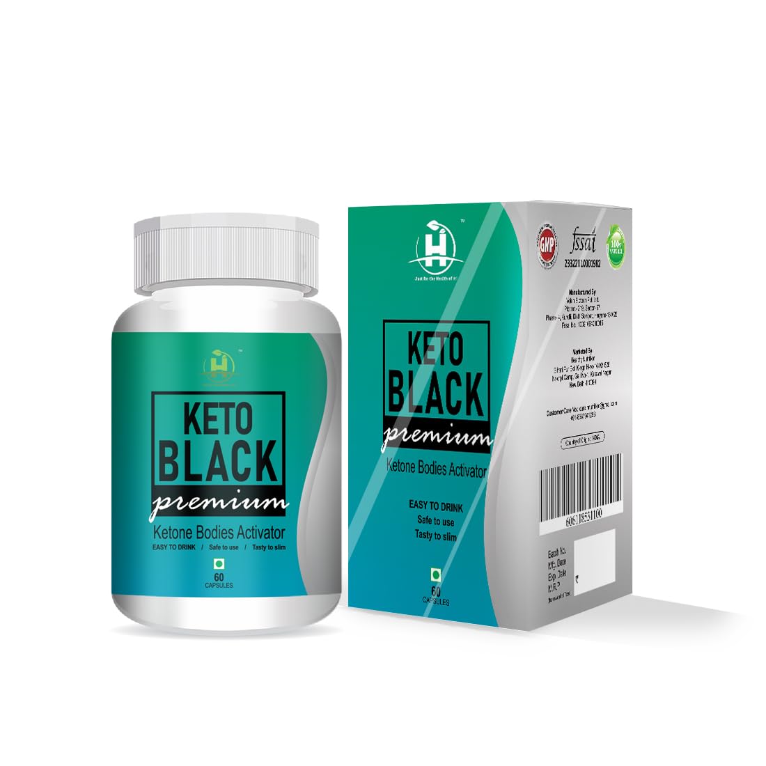 Healthy Nutrition - Just for the Health of it Keto Black, Ketone Bodies Activator, Supports Weight Management for Unisex with Garcinia Cambogia, Green Tea & Coffee Extract Veg 60 Capsules -Pack of 1-image-4