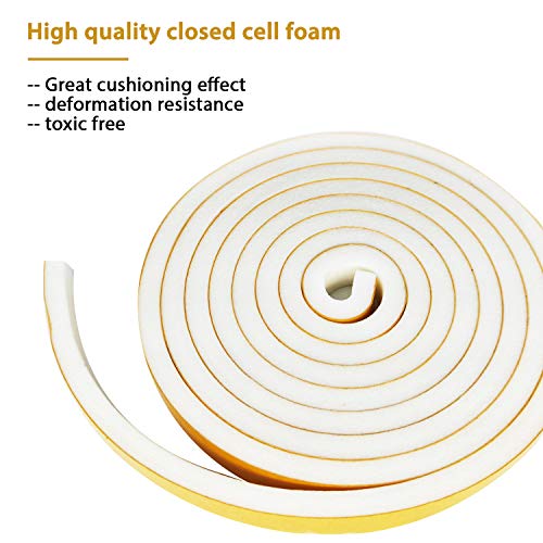 Foam Weatherstrip Tape 3 Rolls, 1/2 Inch Wide X 1/4 Inch Thick Total 20 Feet Long, Foam Strips with Adhesive High Density Foam Tape for Doors and Windows Insulation (6.5ft x 3 Rolls) - Thumbnail 5