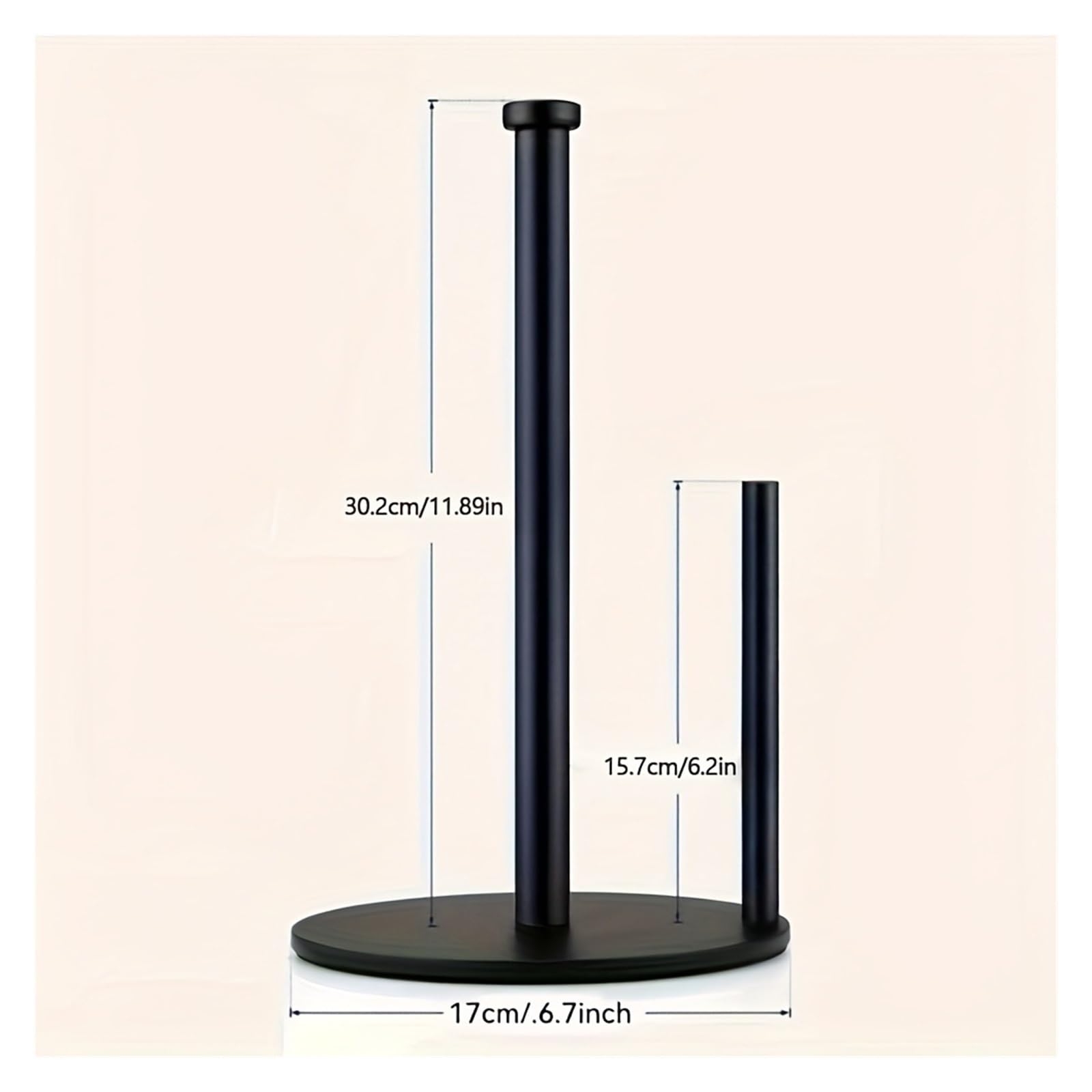 Portarotolo da cucina portarotolo in acciaio inossidabile, supporto bagno verticale appoggio senza foro(1Pcs Black)