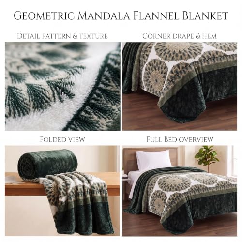 Image of VAS COLLECTIONS 280 GSM Flannel Blanket for Single Bed, Ultra Soft Plush Fleece Blanket, Warm & Cozy Winter Blanket, Breathable AC Blanket, for Home & Travel, 220 x 150 cm - Emerald Green
