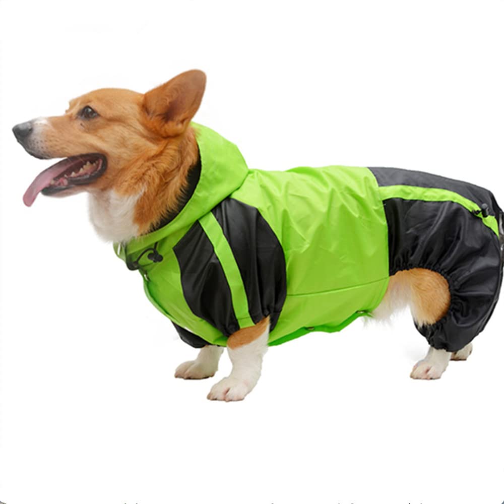 Płaszcz przeciwdeszczowy dla psów, Corgi Dog Clothes Kombinezon Wodoodporna Odzież Raincoat Kaptur Kurtka Przeciwdeszczowa Artykuły Dla Zwierząt(Green,D S)