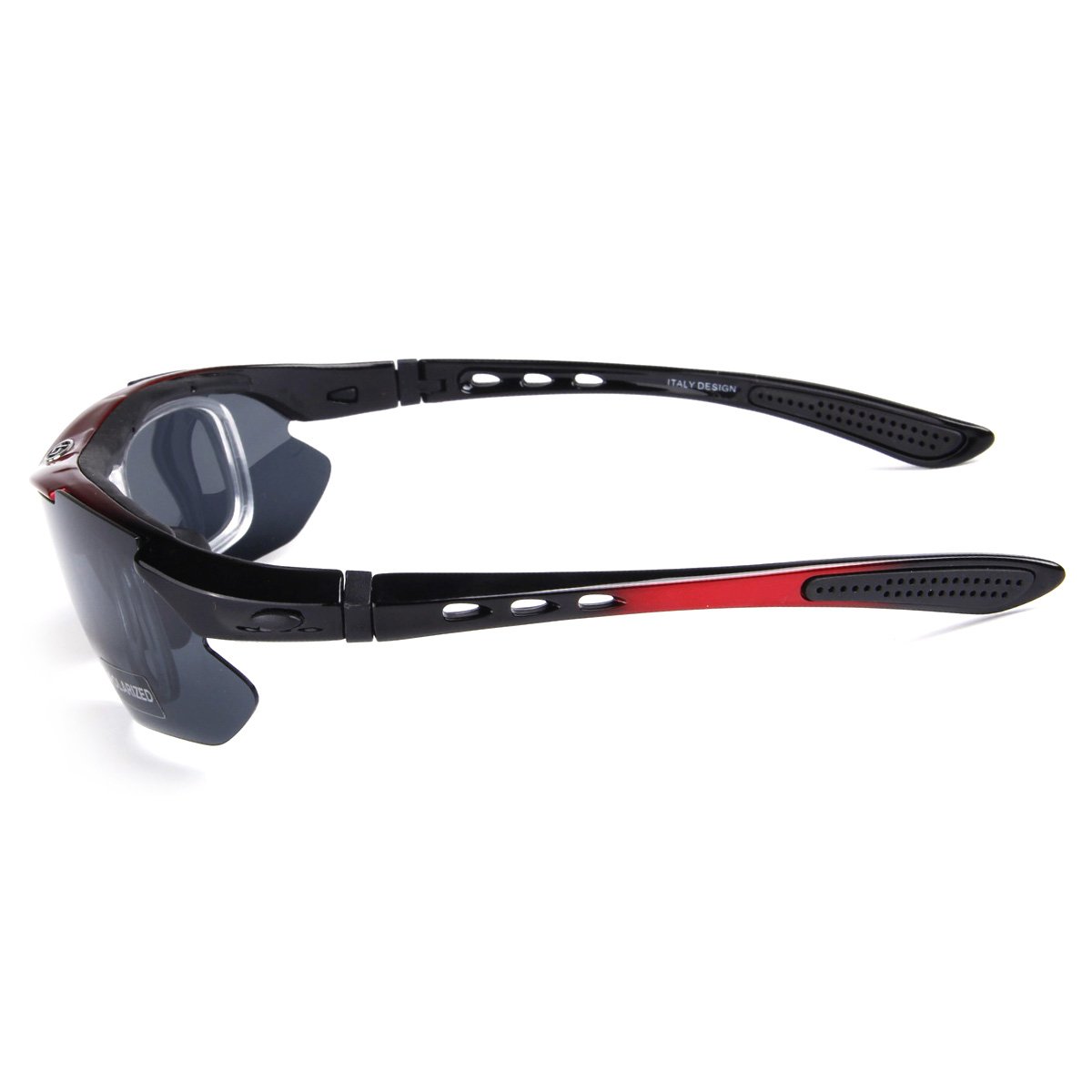 BaiTe Unisex – Occhiali da sole sportivi per adulti, rosso e nero.