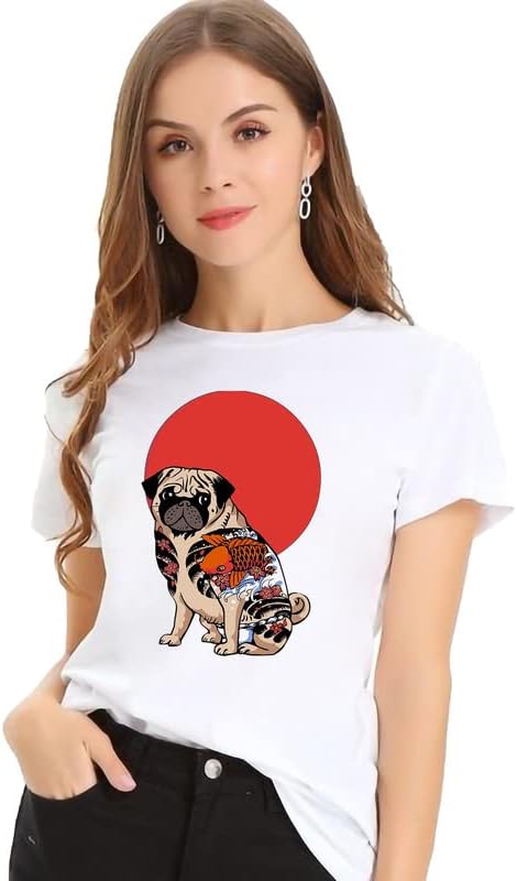 VLAM Oversized Fit Pug Art Print Pet Lover Oversize Womens T-Shirt
