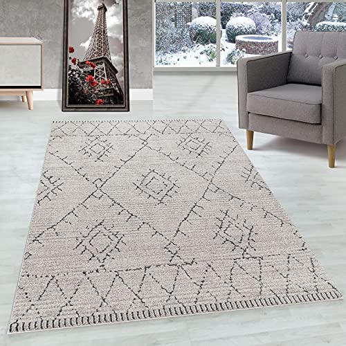 Tapis Salon CASA Moquette à Poils Courts Modèle Style berbère Beige, Couleur:Beige, Dimension:120x170 cm Cover
