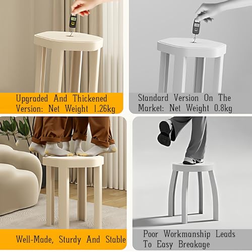 Juego de 4 taburetes apilables hexagonales de plástico sin respaldo para comedor, sala de estar, cocina y balcón - imagen 4