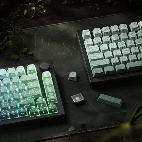 Image of dagaladoo Dark Green Keyboard keycaps,Double Shot PBT keycaps Topographic