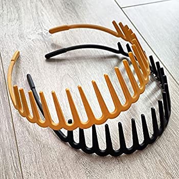 Image of MOOLYAVAAN PRODUCTS Matte Finish Elastic Wavy Toothed Hairband Plastic Sharks Tooth Hair Comb Zigzag Headband Hair Hoop Hair Clasps for Women Girls (Pack of 12)