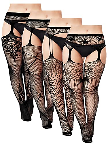 Medias de red de talla grande que evitan rozaduras y realzan siluetas curvy