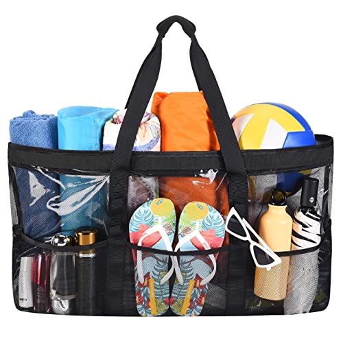 Atarni Extra Large Mesh Beach Bags - Summer Travel Tote Beach Bag For Women Ladies With Zipper Multifunctional Waterproof Sandproof Shoulderbags Handbags Family Pool Swimming Multi Pockets Tote Bag #TOP25