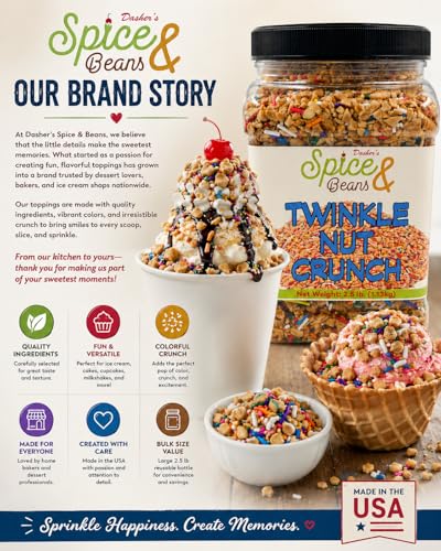 Image of Twinkle Nut Crunch 2.5 lb | Dessert Topping & Decoration for Ice Cream, Sundaes, Cakes, Cupcakes, Milkshakes & Frozen Yogurt | Bulk Resealable Container | Dasher's Spice & Beans