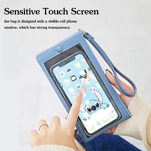 Portefeuille wristlet bleu idéal pour utiliser son smartphone sans le sortir - 6