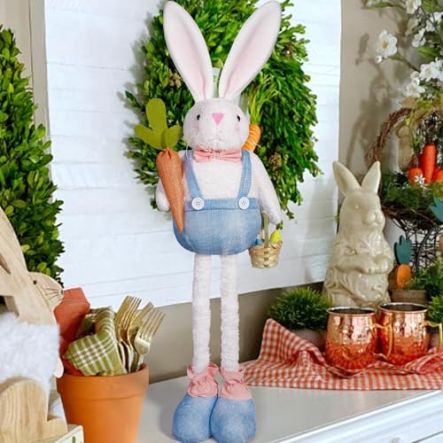 Décoration de Pâques : lapin debout en tissu pour étagère vide
