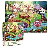 TORMEN パズル （4-6歳向け）48ピース 色付きのジグソーパズル 持続性 教育的 家族やクラスで楽しめる（音楽の動物たち）