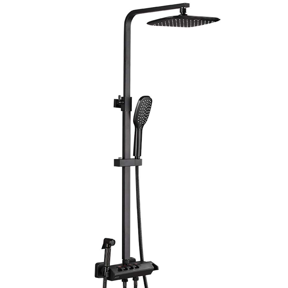 SWENEEN Modern Black Rain Mixer Shower Combo Set With Wall Mount Bathroom Shower Faucet Set Including Shower Head Handheld Shower Tub Spout And Bidet Spray,