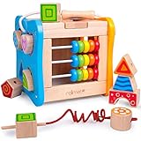 rolimate Multi-function Preschool Early Educational Development Wooden Puzzles Toy Box, Best Christmas Gift Toy for Age 3 4 5 Child Kids Toddlers Baby Boys Girls ( Activity Centers Game)