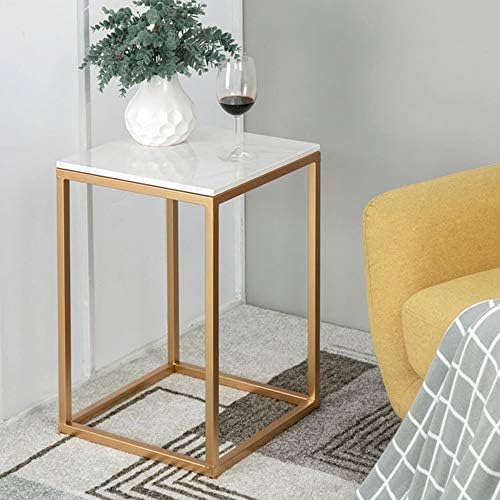 Telephone Table, Marble Side Table Nordic Living Room Square Sofa Corner Table Telephone Table Bedroom Bedside Table Balcony Coffee Table(Color:Gold)