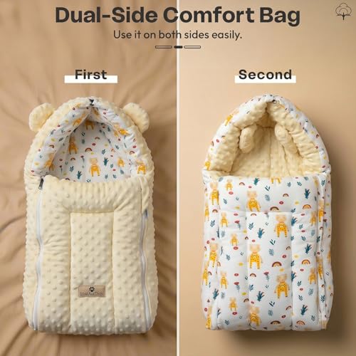 Image of StarAndDaisy 3 in 1 Baby Sleeping Bag /Baby Bedding Set for new Born, Baby Bed for New Born /Foldable & Washable Cotton Design /Comfortable Sleeping Bag for Baby 0-12 Months (Giraffe Print)